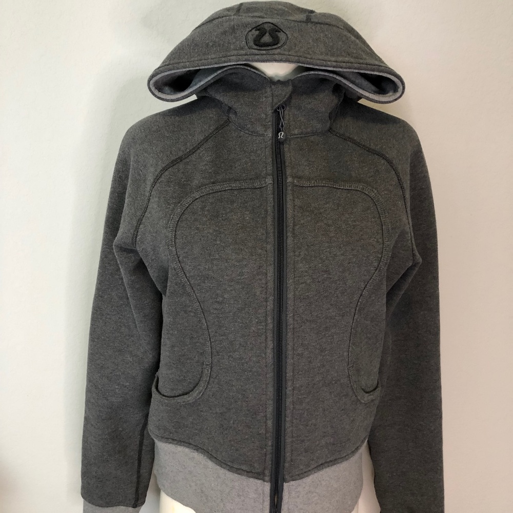 Lululemon Scuba Gray Jacket Full-Zip Thick Hoodie Un-Lined Size 8